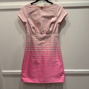 TED BAKER Pale Hot Pink Stripe Empire Waist Dress Sz 1 US 4 XS